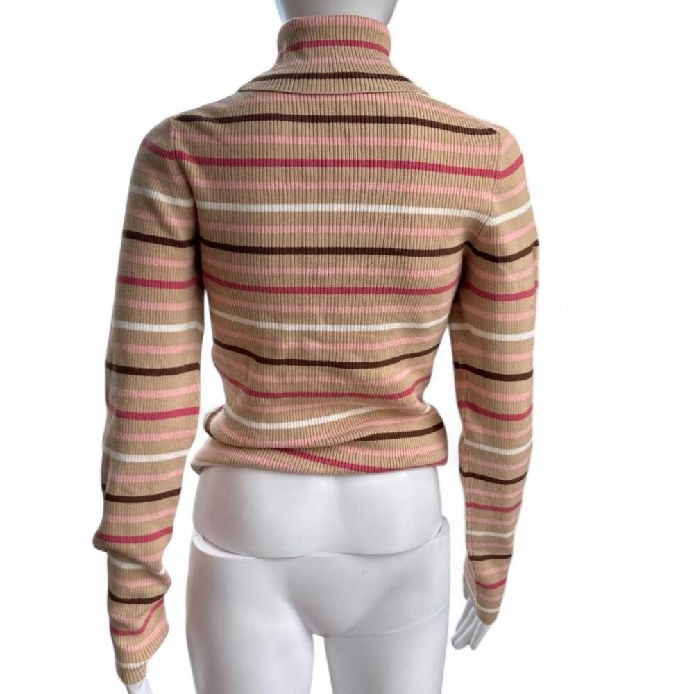 Vintage Old Navy Ribbed & Striped Cotton Blend Turtleneck Sweater - Picture 4 of 6